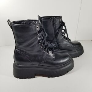 Nobo Wednesday Style Chunky Platform Combat Boots Women's 7. 5 Black Y2K Grunge